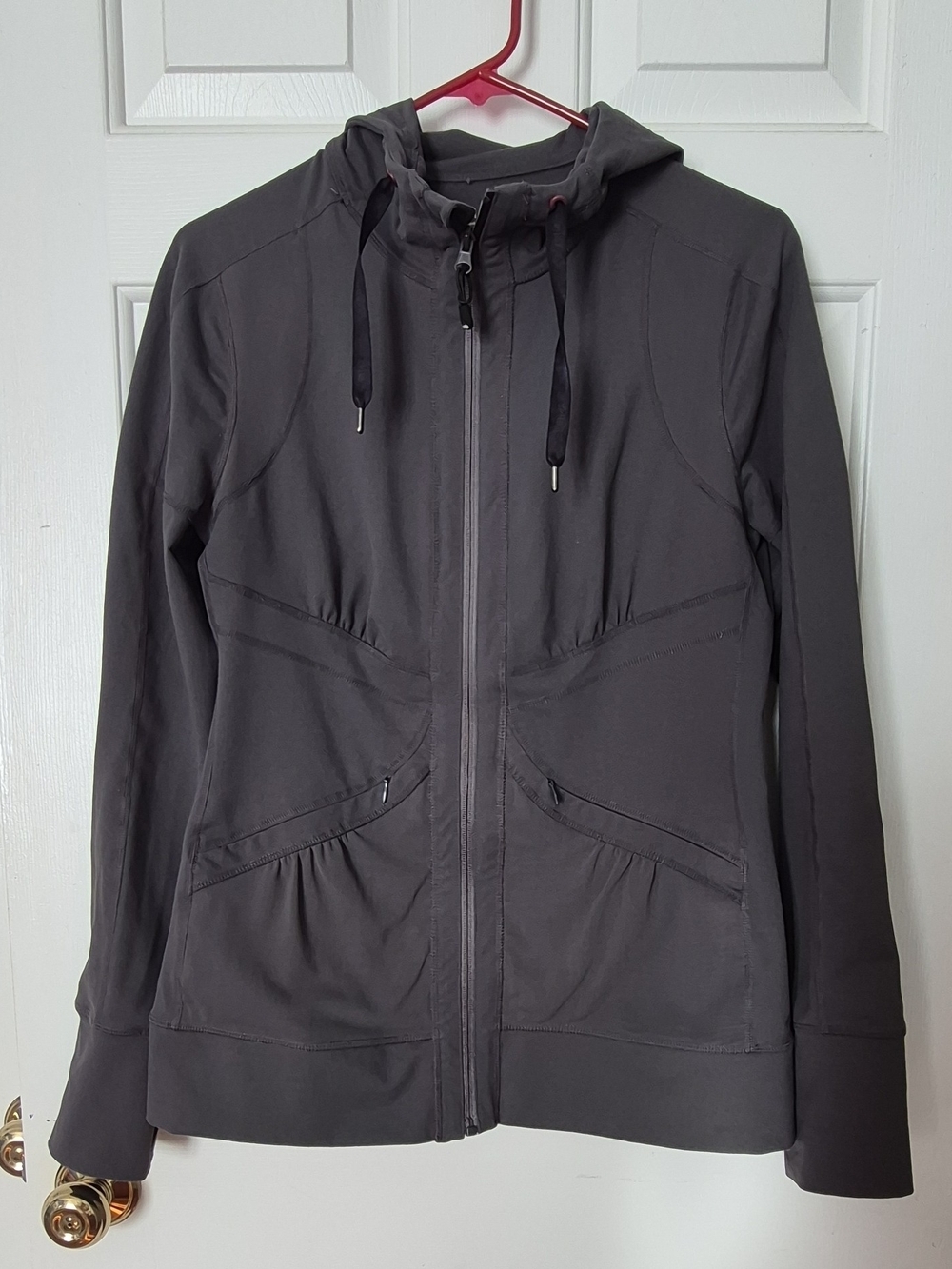 Zella Charcoal Hooded Zip Hooded Jacket - M